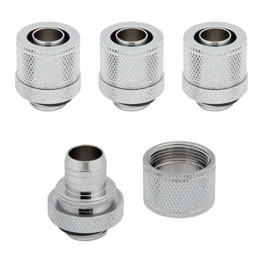 Corsair Hydro X XF Chrome Brass 10/13mm G1/4" Softline Compression Fittings - Four Pa